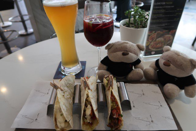 Tacos, beer and sangria at Cross Road Happy Hour Marriott Tang Plaza Hotel