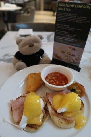 Double serving of eggs benedict at breakfast Marriott Tangs Plaza Hotel Staycation
