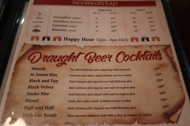 Draft beers and cocktails at The Drunken Poet Orchard Towers