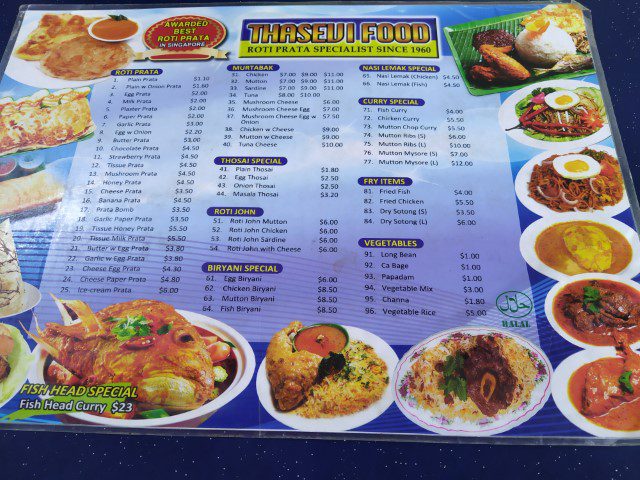 Thasevi Food Original Roti Prata Menu