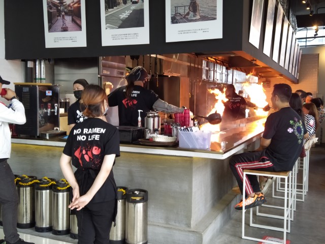 Fiery Entertainment at Menbaka Kyoto Fire Ramen Restaurant Singapore