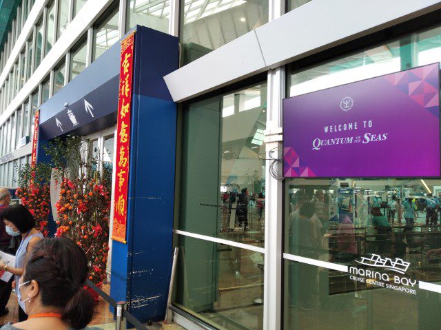 Welcome sign by Royal Caribbean Cruise at Marina Bay Cruise Centre