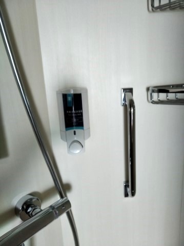 All in one shampoo, body foam in shower of Balcony State Room Quantum of the Seas