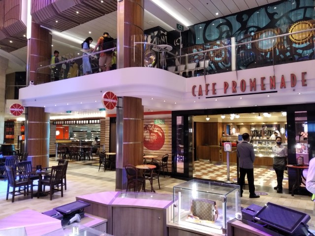 Entrance to Cafe Promenade and Sorrento's at Deck 4 of Quantum of the Seas Royal Caribbean Cruise (Complimentary Dining)