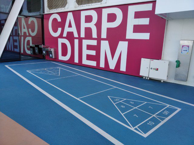 Shuffle board at Deck 15 of Quantum of the Seas