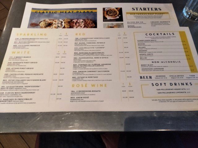 Jamie's Italian Menu (Quantum of the Seas) Alcoholic Non-Alcoholic Drinks