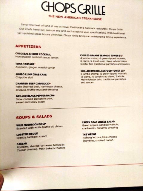 Chops Grille Menu Quantum of the Seas (Appetizers, Salads, Soups)