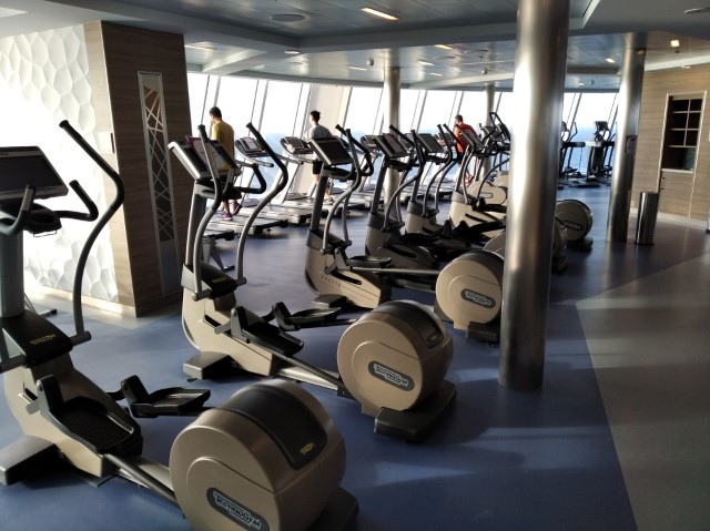 Cycling machines and treadmills at Gym of Quantum of the Seas Royal Caribbean Cruise