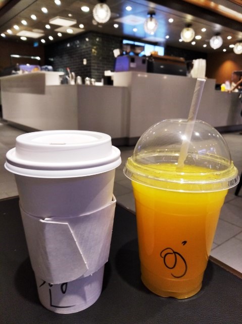 Freshly Squeezed Orange Juice and Triple Shot Latte from La Pattiserie Quantum of the Seas Cruise to Nowhere