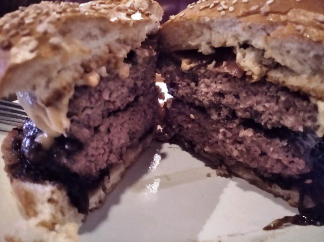 Juicy beef patty of Jamie's Italian Double Patty JI Burger!