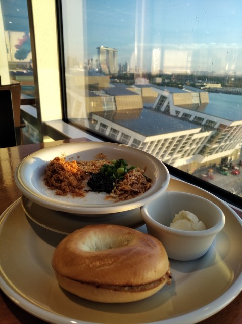 Breakfast at Windjammer Quantum of the Seas with views of Marina Bay Sands 