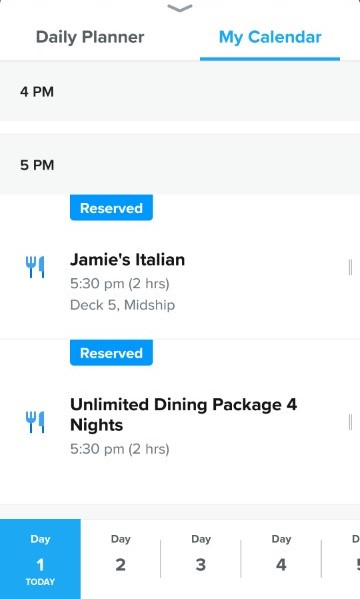 First meal onboard at Jamie's Italian Quantum of the Seas (booked via the Royal App)