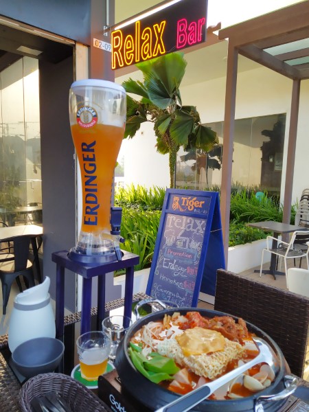 Relax Bar Punggol Settlement Review: Beer Tower and Army Stew