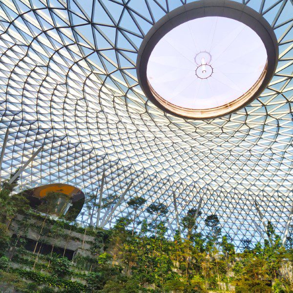 Rain Vortex at Jewel Changi Airport - With no water flow in the early morning!