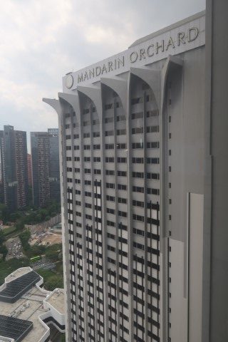 View of Mandarin Orchard Singapore Main Tower from Family Suite at Orchard Wing