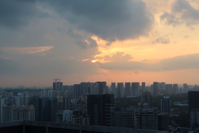 Cloudy sunset as seen from Meritus Club Lounge