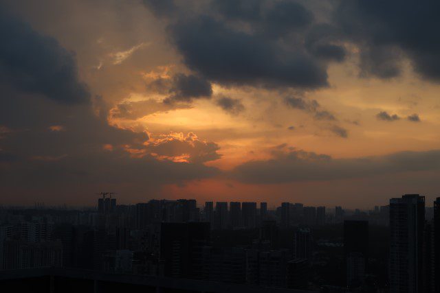 Cloudy sunset as seen from Meritus Club Lounge (Top of the M)