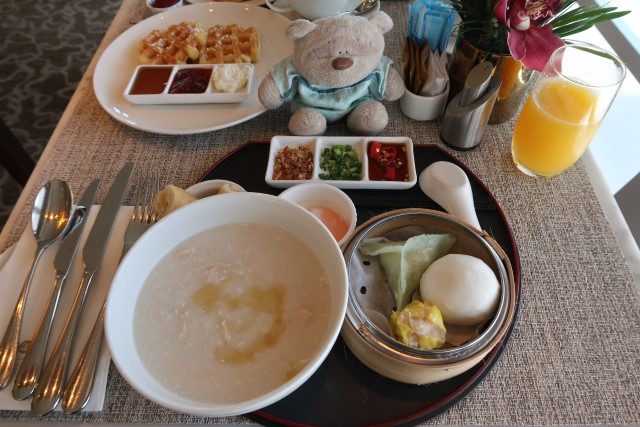 Meritus Club Lounge Mandarin Orchard Singapore Congee Set with Waffles