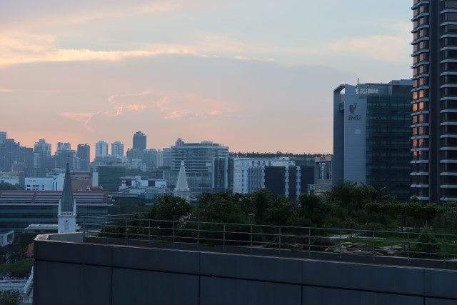 Changing hues during sunset as seen from Fairmont Singapore