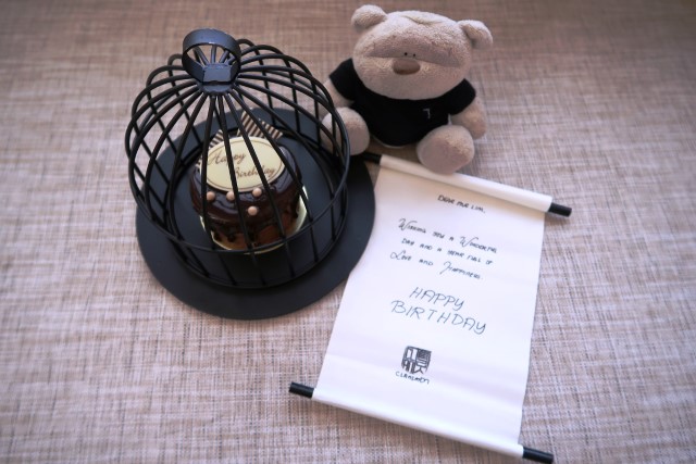 Birthday Cake and Hand-written note from The Clan Hotel!