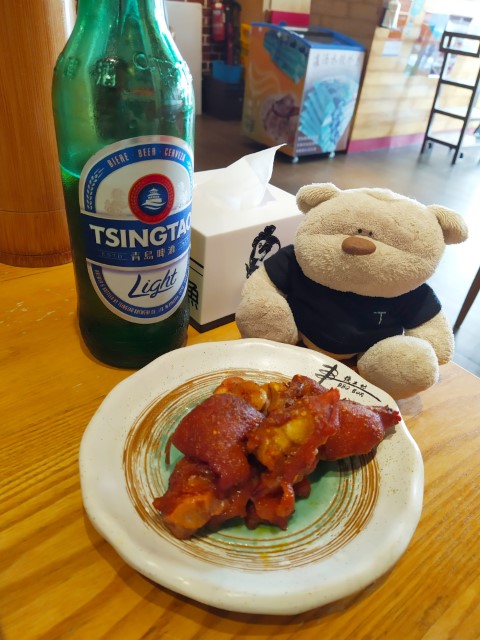 BBQ pork knuckle and TsingTao Beer at BBQ Box Chinatown