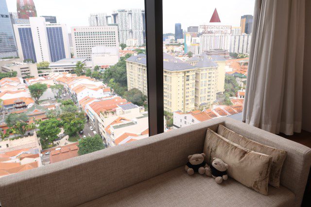 2bearbear enjoying the views of Chinatown heritage precinct from The Clan Hotel Premier Room