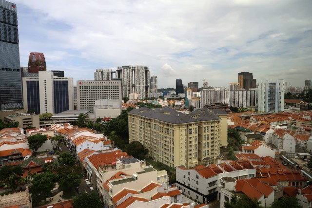 The Clan Hotel Premier Room: Views of Pinnacle ＠ Duxton and Maxwell Market in the distance