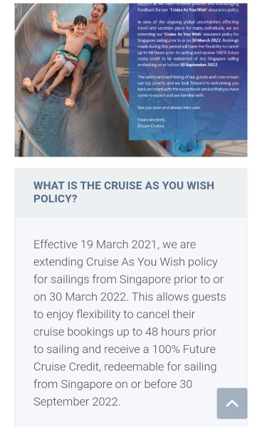 Genting World Dream - Cruise As You Wish Policy