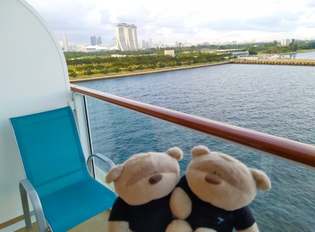 View of Marina Bay Sands from our Balcony onboard Genting World Dream Cruises
