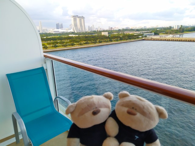 View of Marina Bay Sands from our Balcony onboard Genting World Dream Cruises