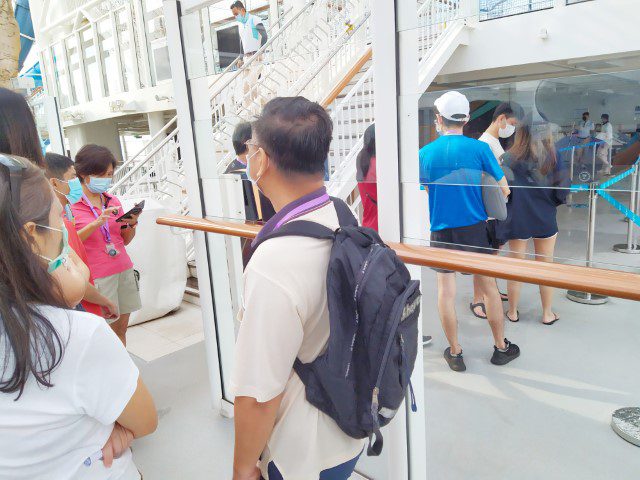 Queuing up for Rope Course on Genting World Dream at 8:45am