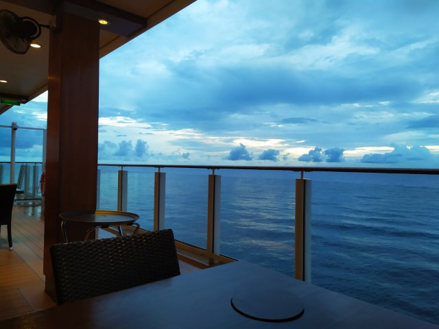 Beautiful sea views and a cooling evening - perfect for Hot Pot at sea