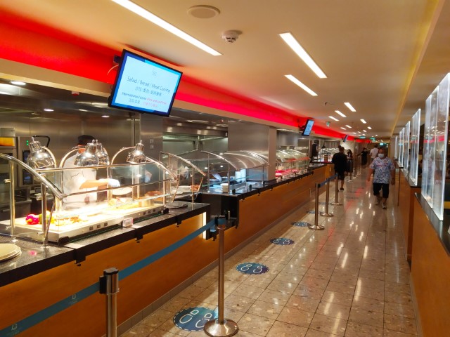 Buffet rows at the Lido onboard World Dream