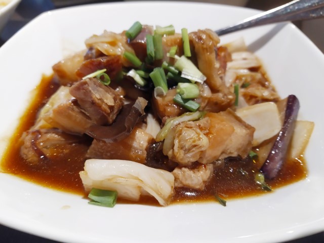 Braised Eggplant with Pork Belly and Garlic for lunch at Dream Dining Room (Upper) Dream Cruises World Dream