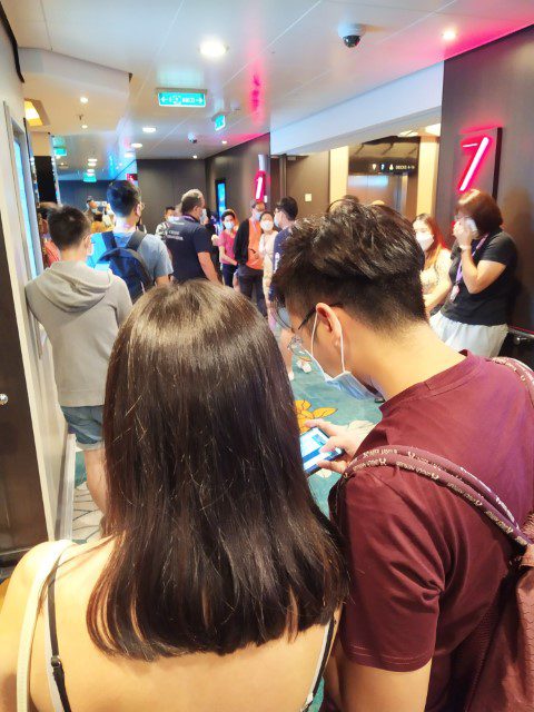 Queue for Dream Dining Room (Lower) for Oktoberfest at Sea Dinner on Genting World Dream Cruise to Nowhere