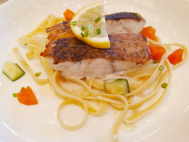 Oktoberfest at Sea Dream Cruises World Dream Dining Room (Lower) - Pan Seared Sea Bass 