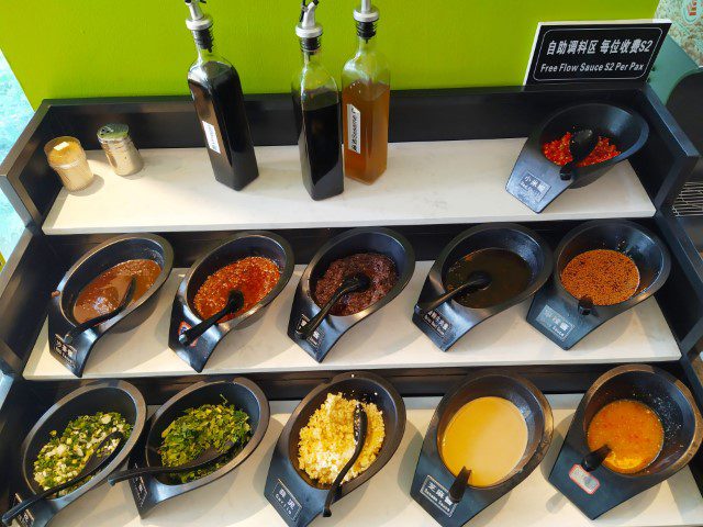 Condiments section at Shi Ding Xuan Hotpot - Dipping sauces as you like it 