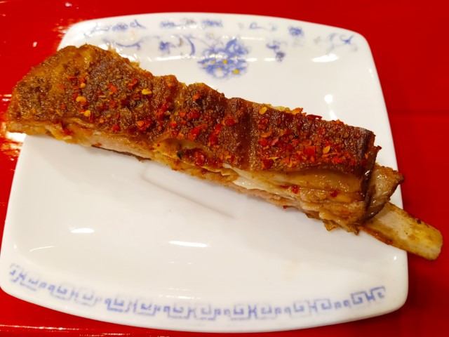 Close up of the BBQ lamb ribs from Manchurian Lamb Hotpot