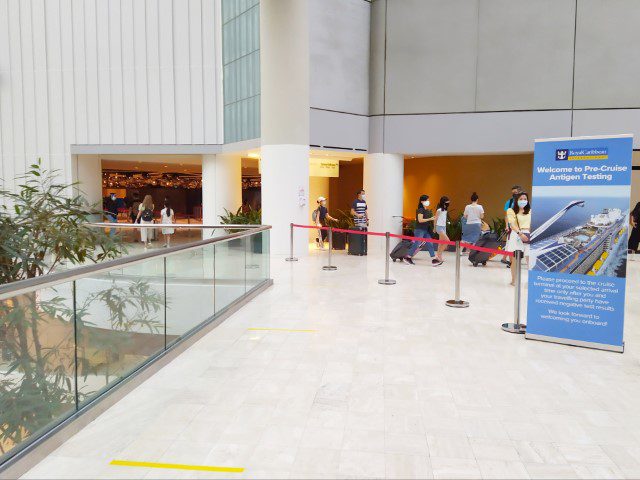 After entry, we were directed upstairs for our Royal Caribbean Cruise pre-departure ART test at Raffles City