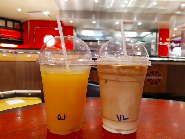 La Patisserie's freshly squeezed orange juice and vanilla latte on Quantum of the Seas