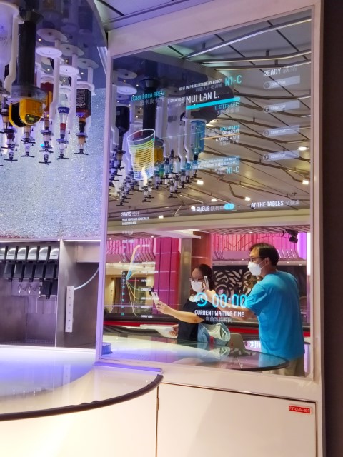 Find out which conveyor your drink is delivered on the mirror screens at Bionic Bar