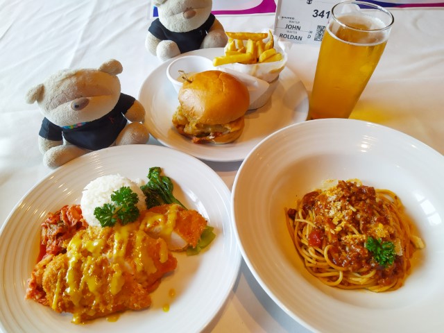 Royal Caribbean Cruise Main Dining Room Lunch Entrees - Seafood Sandwich, Korean Chicken, Spaghetti Bolognese