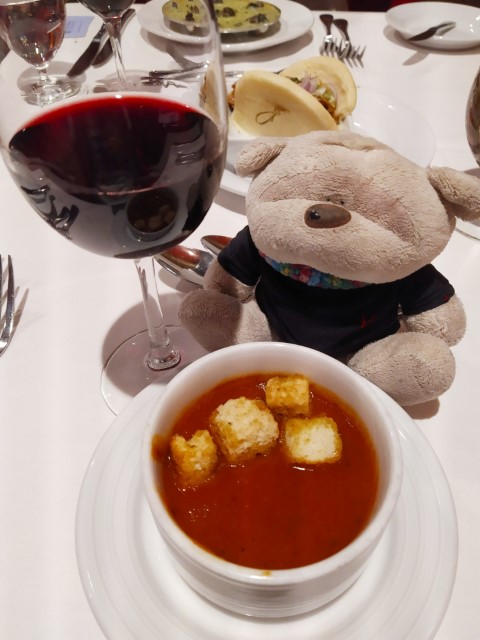 Royal Caribbean Cruise Main Dining Room Dinner - Roasted Tomato Soup with Cabernet Sauvignon (Reserve)