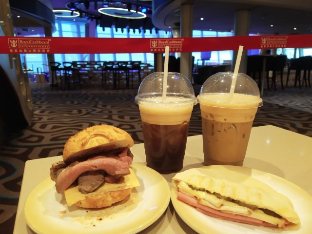 Lunch at Two70 Beef Sandwich and Cuban Sandwich with Cream White Satin and Royal Delight Coffees
