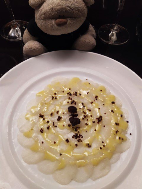 Chef's Table Scallop Carpaccio (yuzu vinaigrette, crispy quinoa)