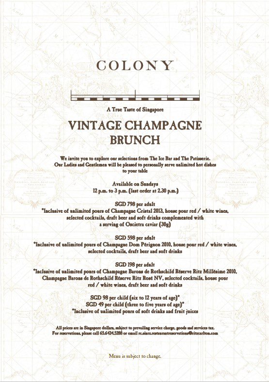 Colony Vintage Champagne Brunch Buffet Menu