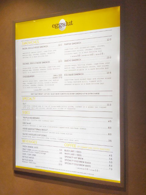 Eggslut Singapore Menu