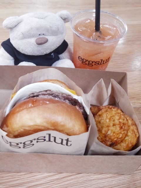 Double Cheeseburger Sandwich with Truffle Hashbrowns at Eggslut Singapore