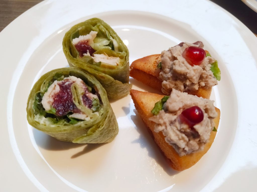 Turkey Chestnut Lettuce Cranberry, Eggplant Caviar Olive Sandwiches - Afternoon Tea InterContinental Singapore Club Room Benefits