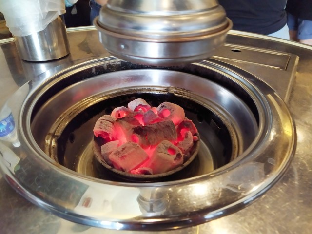 Charcoal fired BBQ at Super Star K Korean BBQ Restaurant